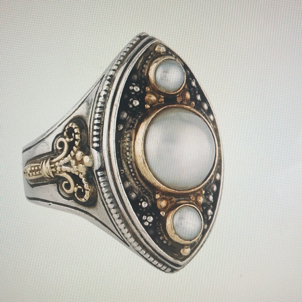 Konstantino Sterling Silver and Gold Accent Pearl Cocktail Greek Heritage Theme